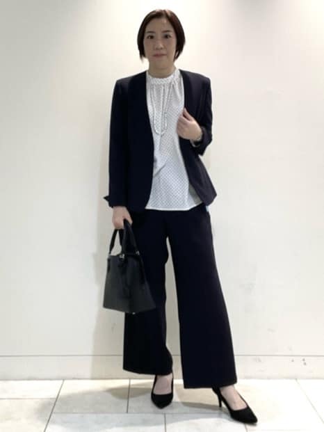 フミさんの「Reflect｜【SS-4Lサイズ／通勤／セットアップ可】ノーカラージャケット」を使ったコーディネート
