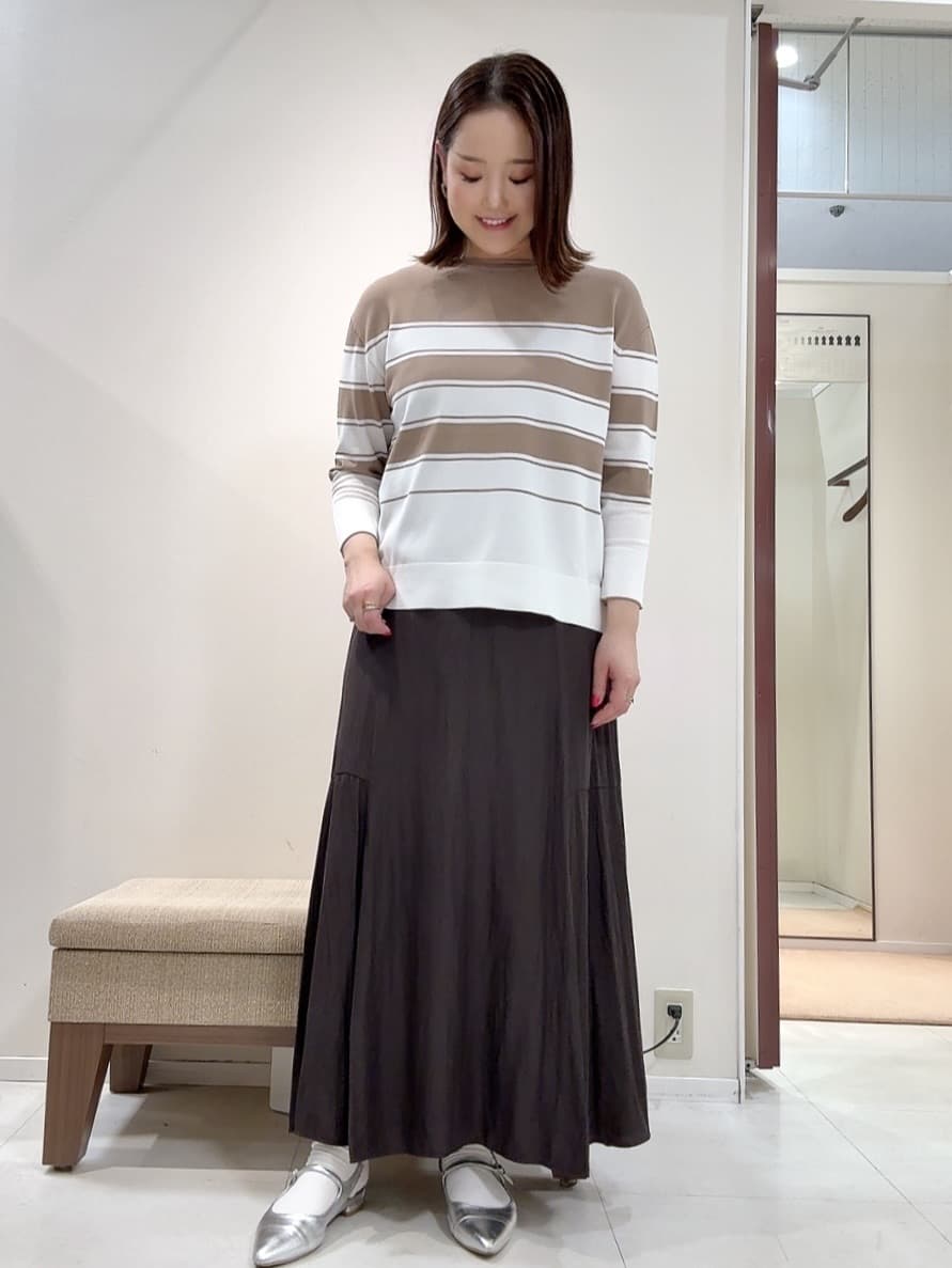 YUIさんの「UNTITLED｜◆【洗える/ゆったり】ボーダーボートネックニット」を使ったコーディネート