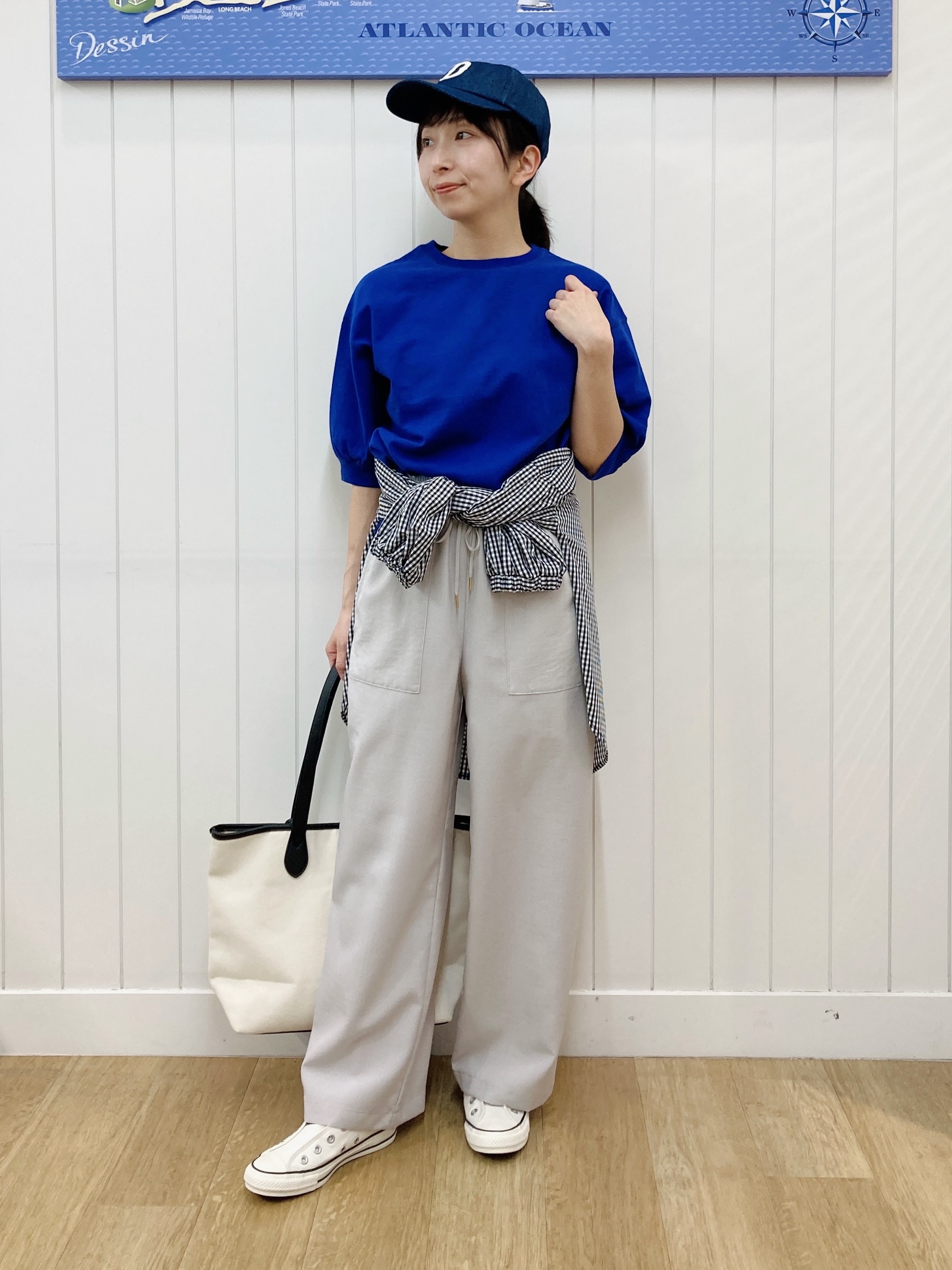 yoshiさんの「Dessin｜【360度可愛い】バックヘンリーカットソー5分袖」を使ったコーディネート