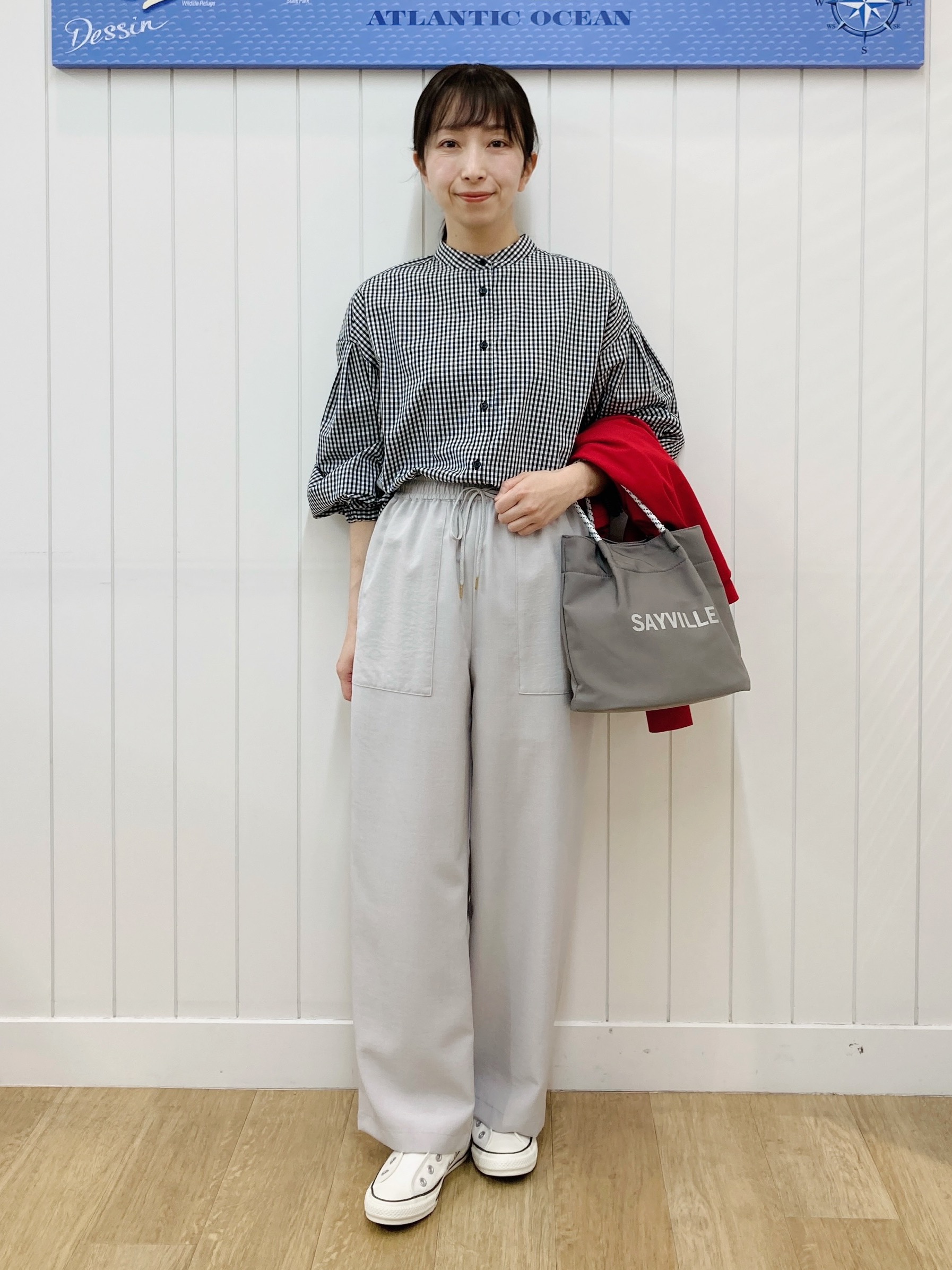 yoshiさんの「Dessin｜【洗える】バルーンスリーブバンドカラーシャツ」を使ったコーディネート