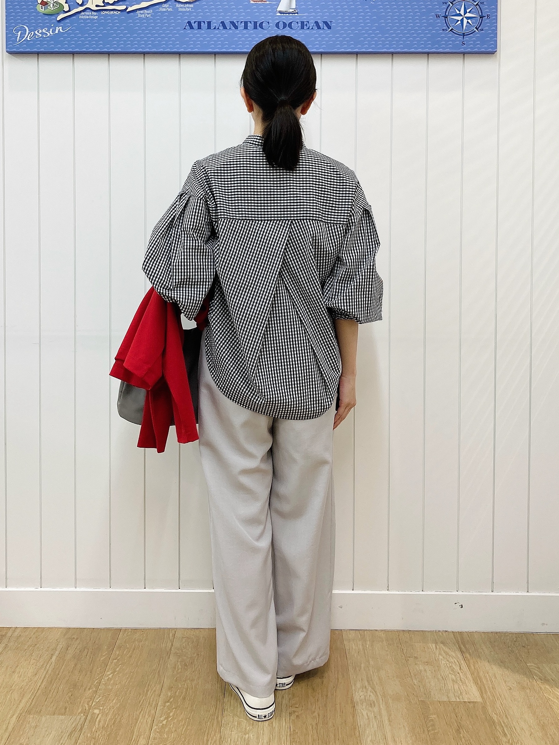 yoshiさんの「Dessin｜【洗える】バルーンスリーブバンドカラーシャツ」を使ったコーディネート