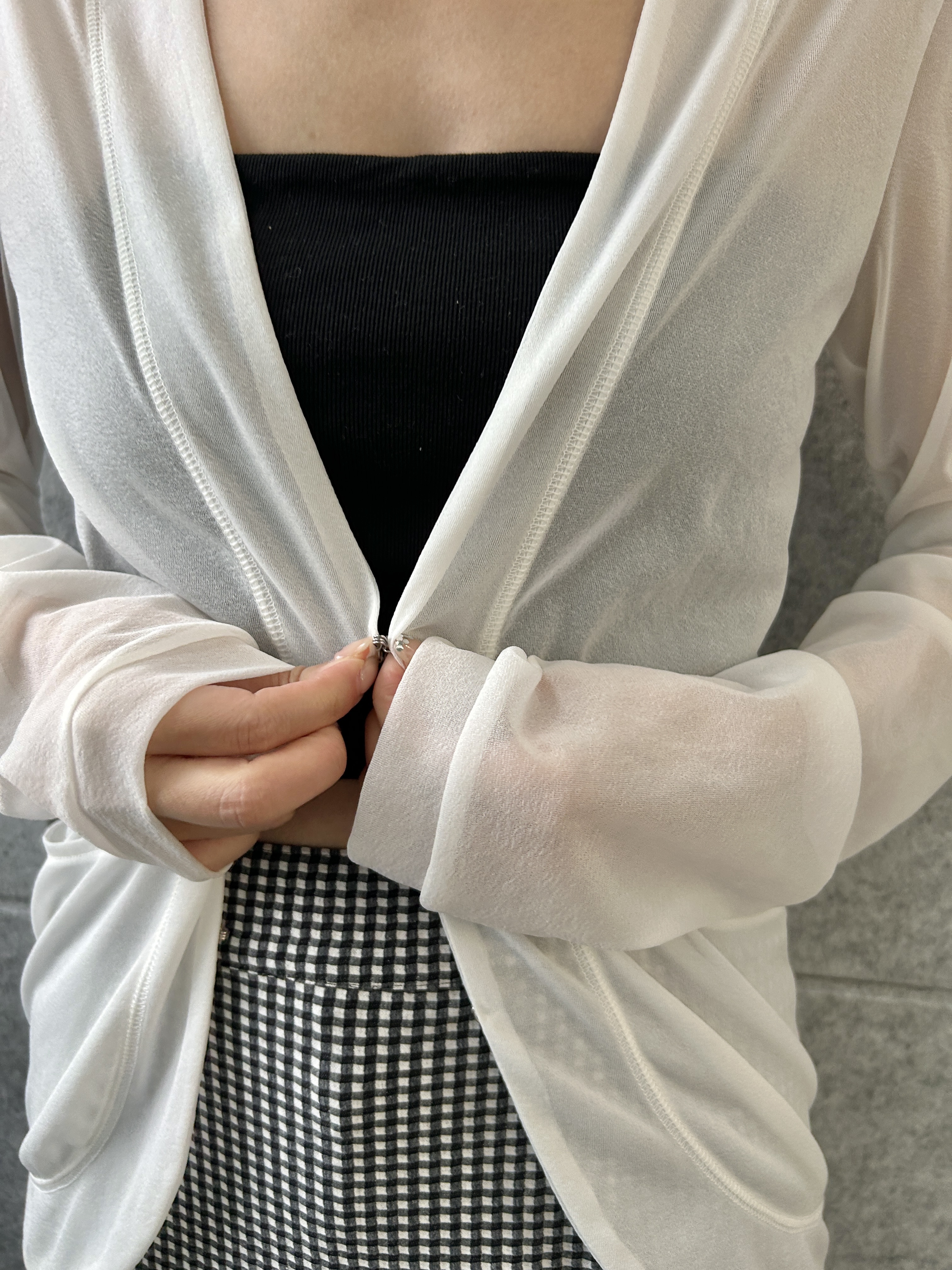 harunaさんの「CODE A｜sheer jersey cardigan」を使ったコーディネート