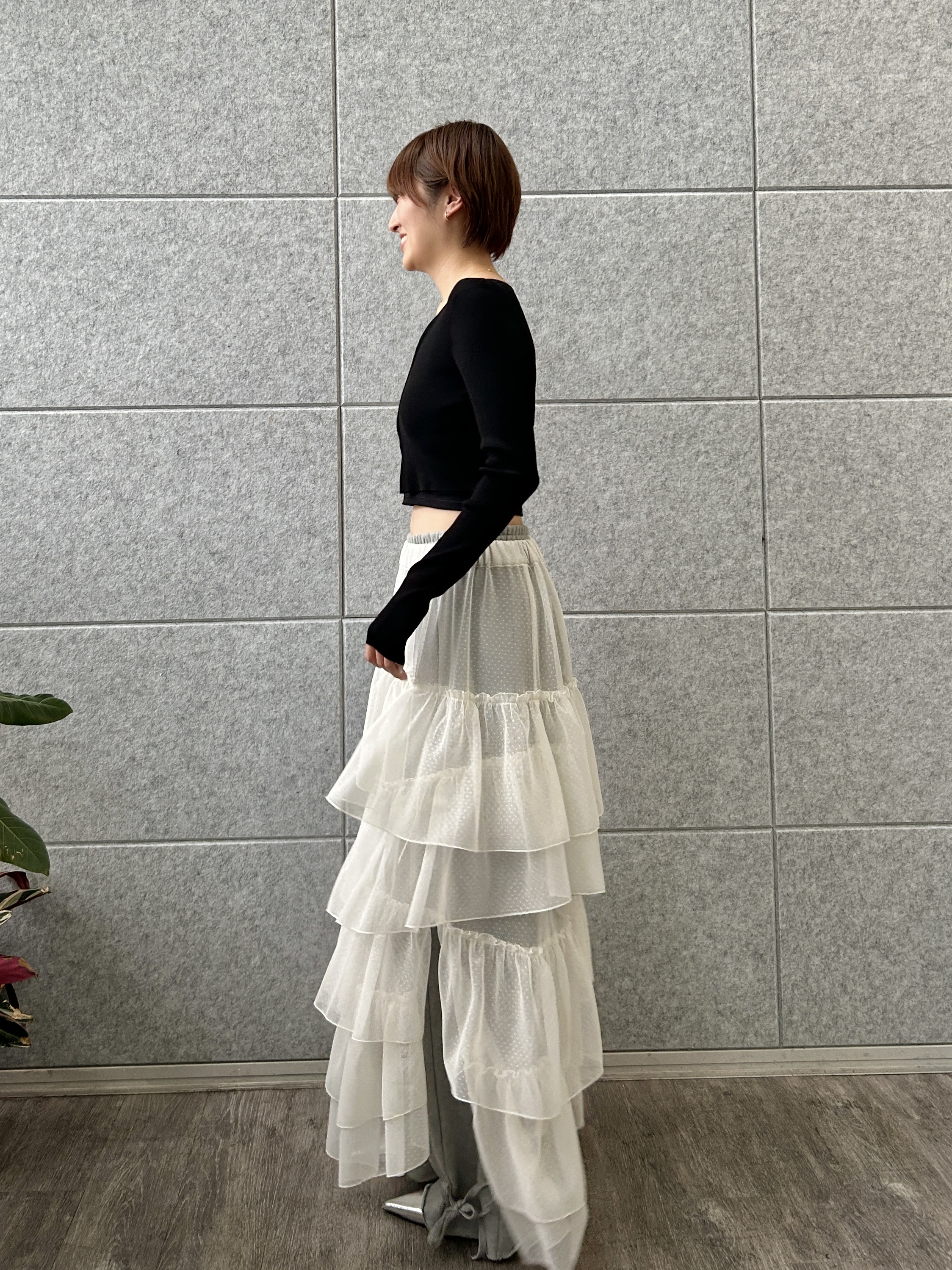 harunaさんの「CODE A｜M dramatic dot tulle skirt」を使ったコーディネート
