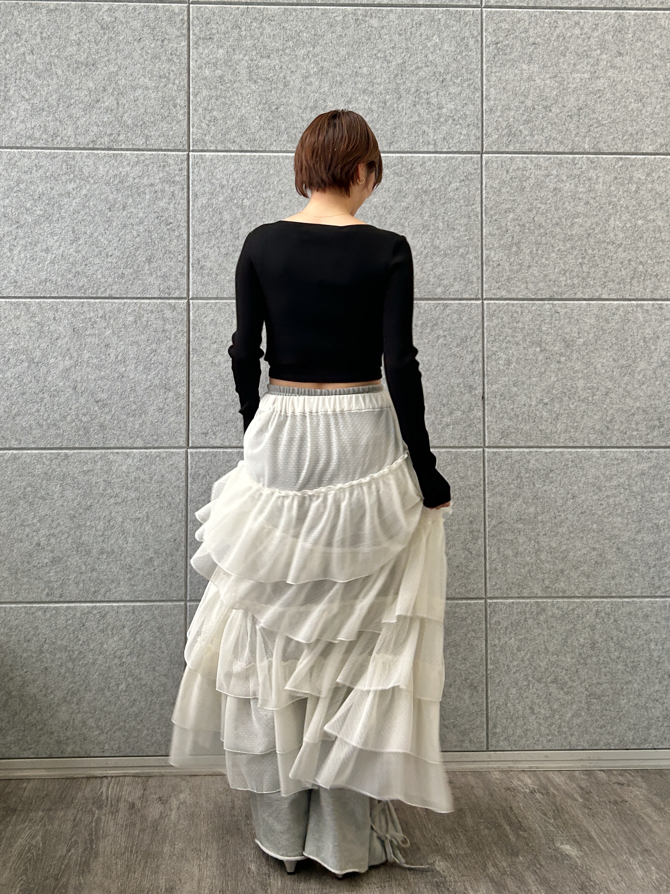 harunaさんの「CODE A｜M dramatic dot tulle skirt」を使ったコーディネート