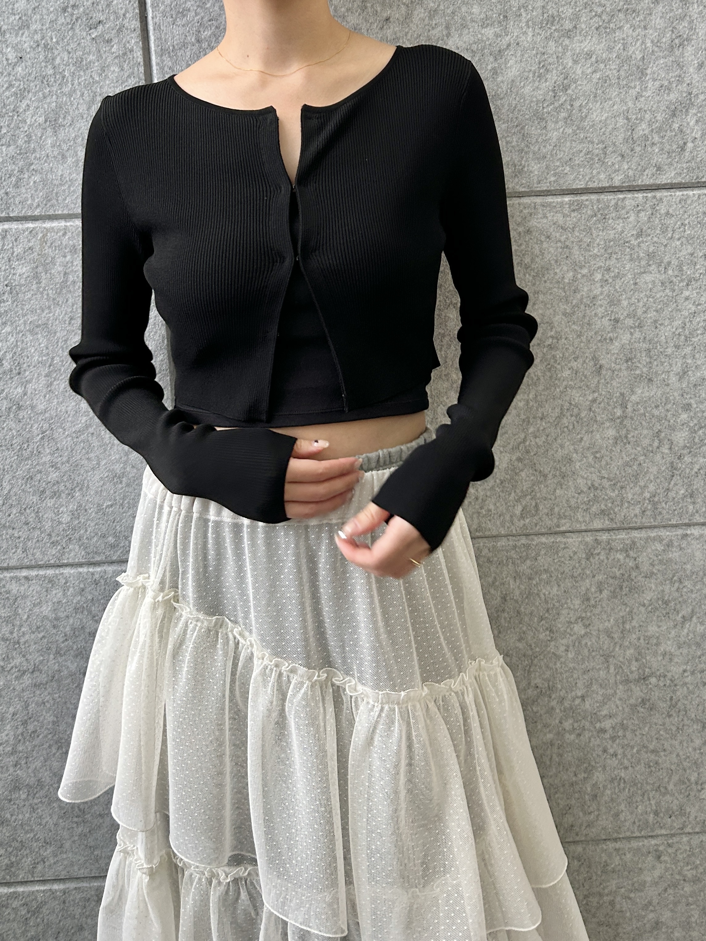 harunaさんの「CODE A｜M dramatic dot tulle skirt」を使ったコーディネート
