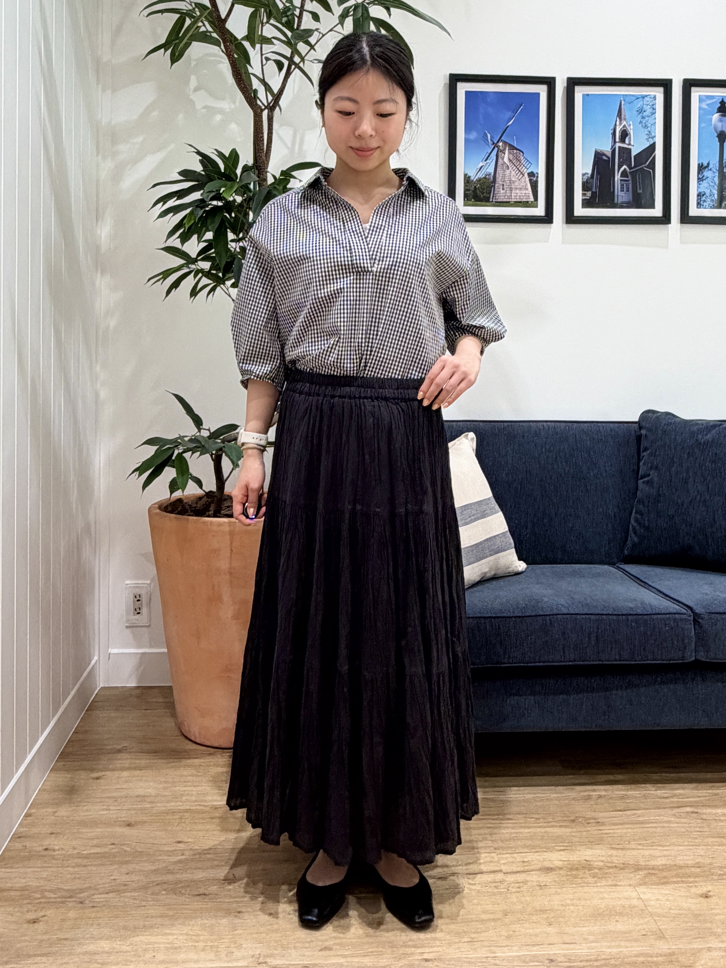 reinaさんの「Dessin｜【洗える】スキッパーシャツブラウス」を使ったコーディネート