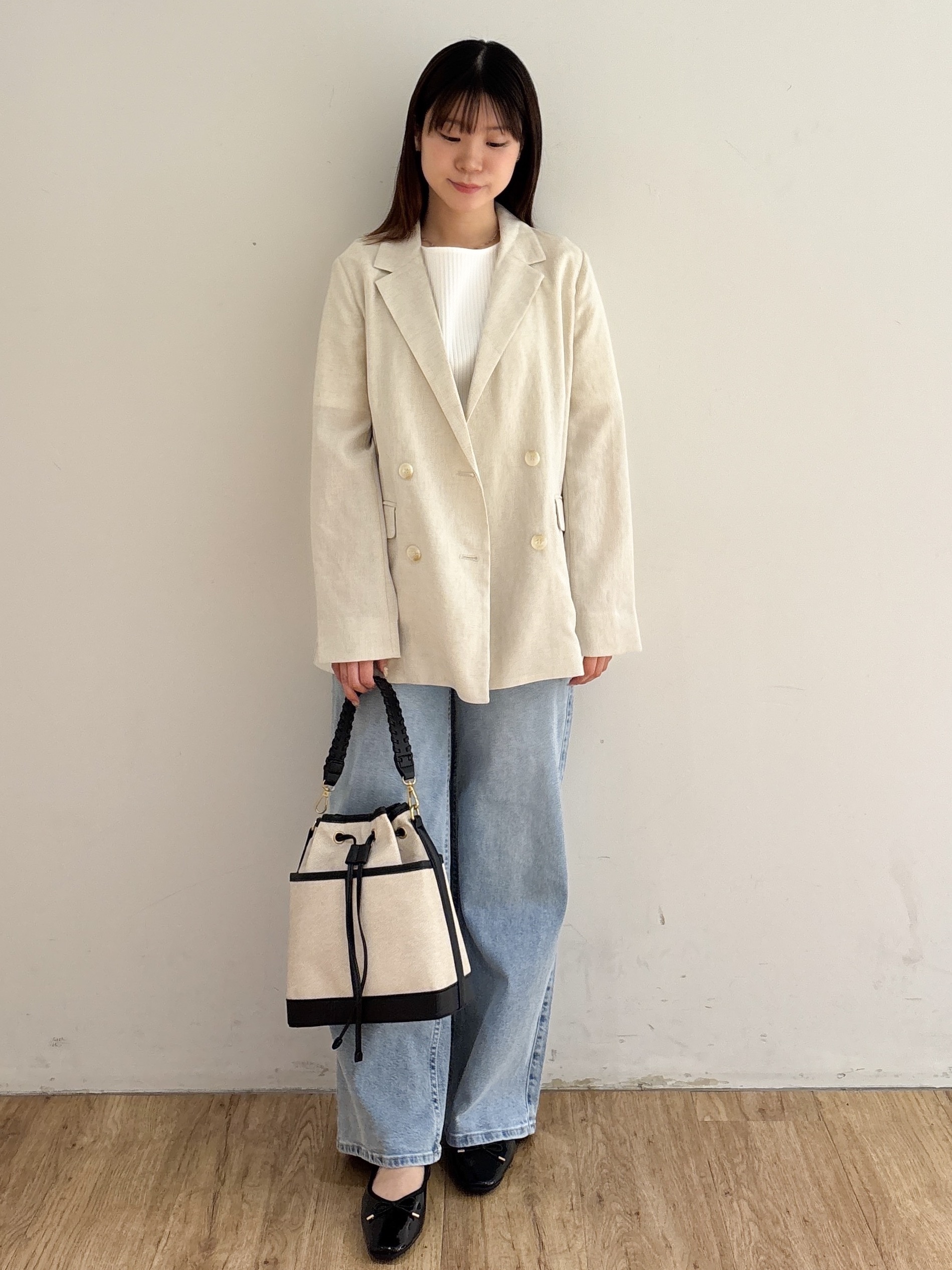 mireiさんの「OPAQUE.CLIP｜【UV／接触冷感】ダブルブレストジャケット《防シワ加工／洗える》」を使ったコーディネート