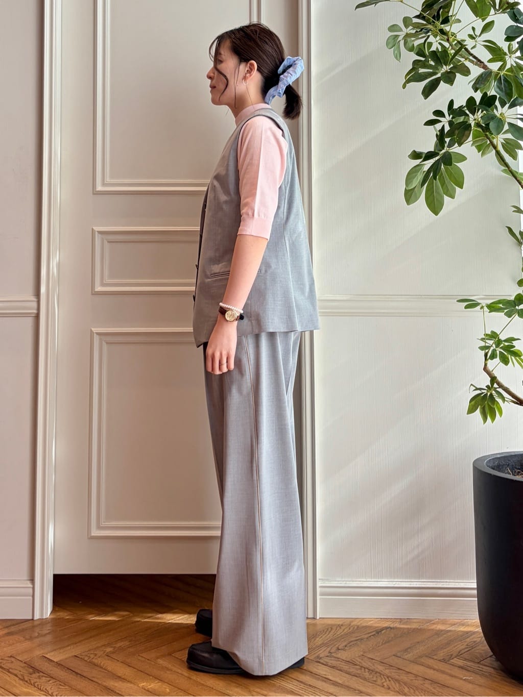nakaoさんの「DRESSTERIOR｜【セットアップ可/ウォッシャブル】セットアップストライプジレ」を使ったコーディネート