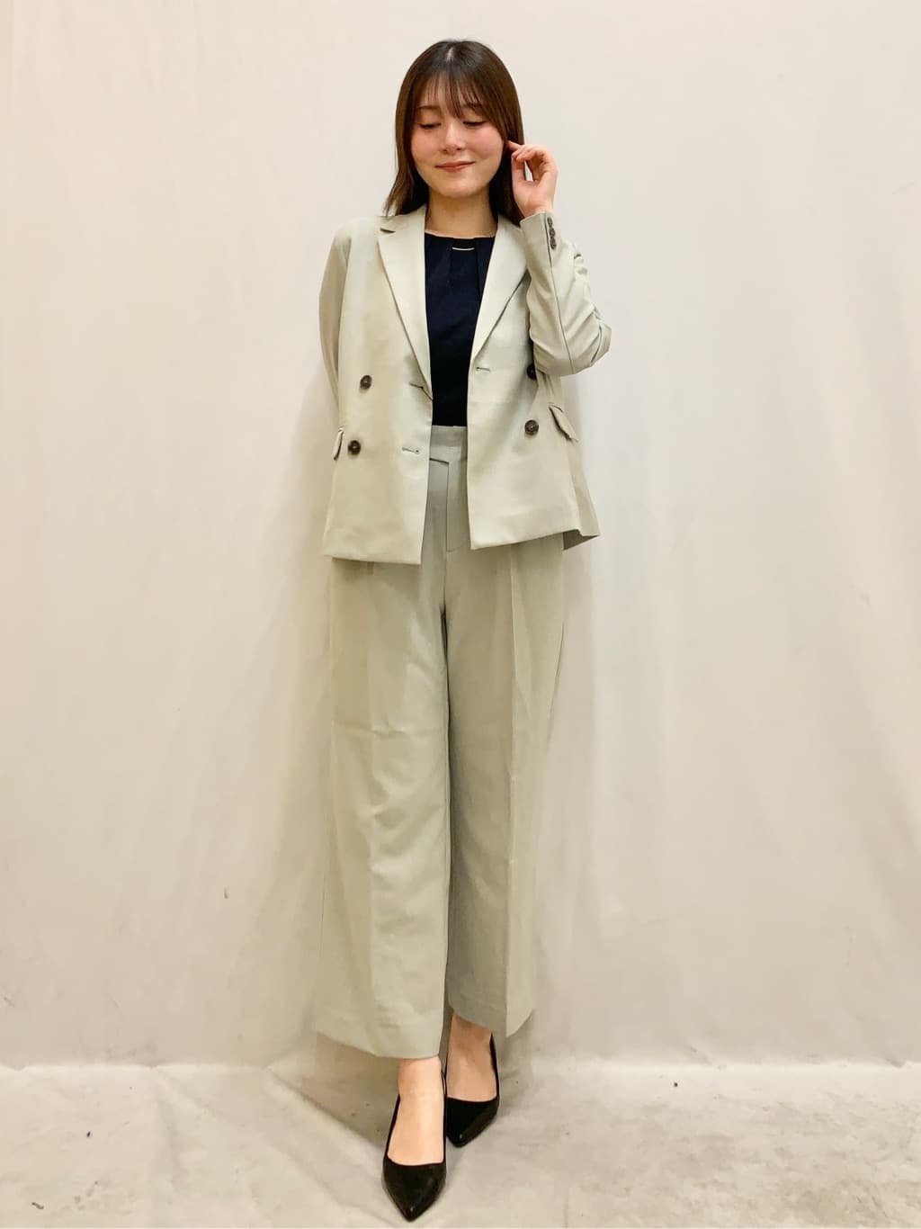 kasumiさんの「index｜ダブルブレストジャケット／セットアップ対応可【洗える／接触冷感／吸水速乾／防シワ／ストレッチ】」を使ったコーディネート