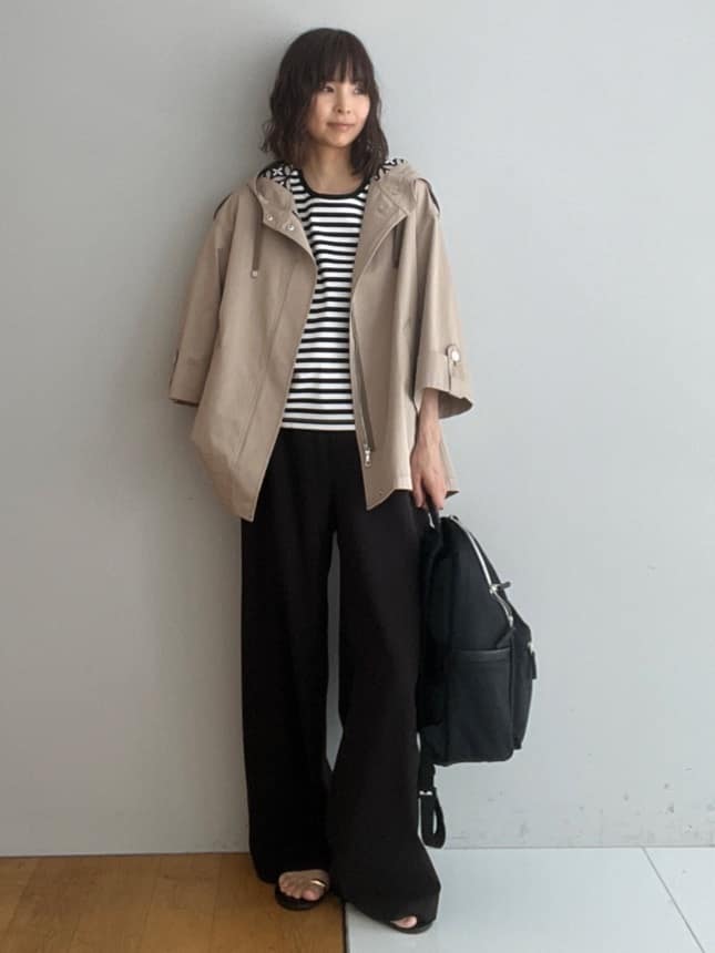 misaさんの「DRESSTERIOR｜【接触冷感／抗菌防臭／消臭】アイスクリアコットンドルマンスリーブボーダーTシャツ」を使ったコーディネート