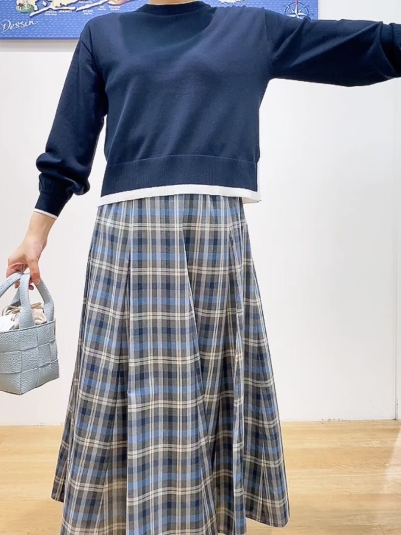Hamaさんの「Dessin｜【洗える】バイカラーデザインニット」を使ったコーディネート