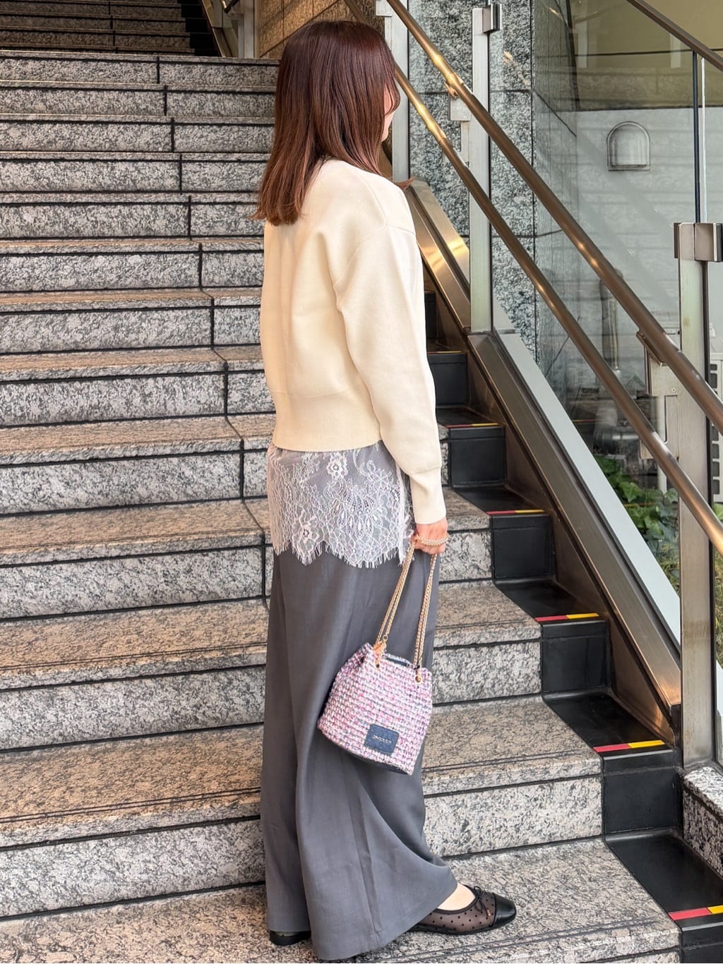 HANNAさんの「OPAQUE.CLIP｜ハーフZIP刺繍ロゴニット【洗濯機OK】」を使ったコーディネート