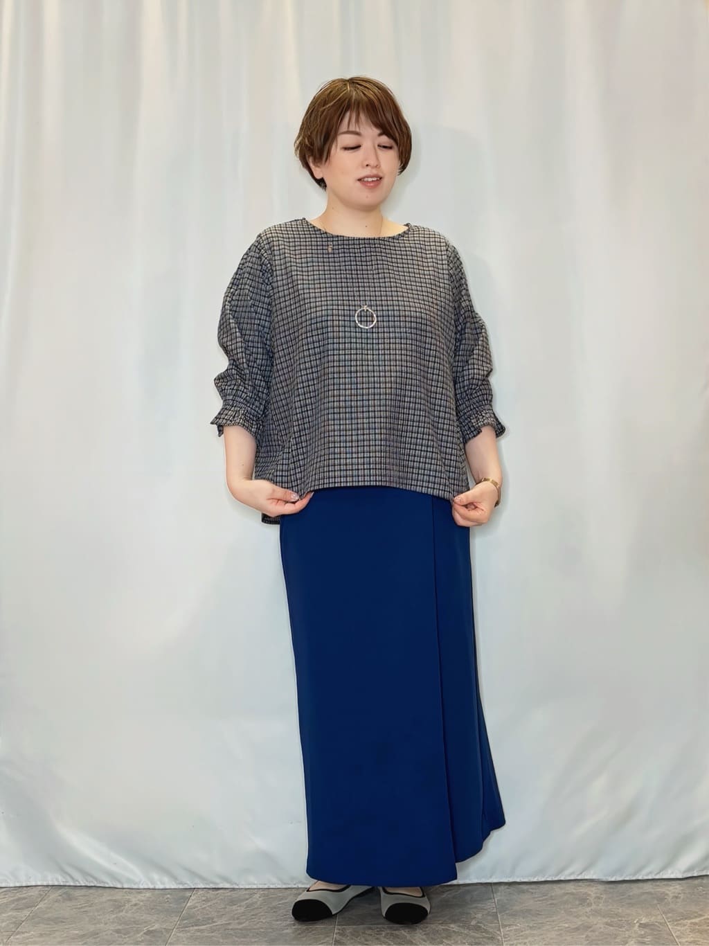 たみさんの「SHOO･LA･RUE｜【セットアップ可/洗濯機可】上品チェックが好印象 ゆるさら6分袖ブラウス」を使ったコーディネート
