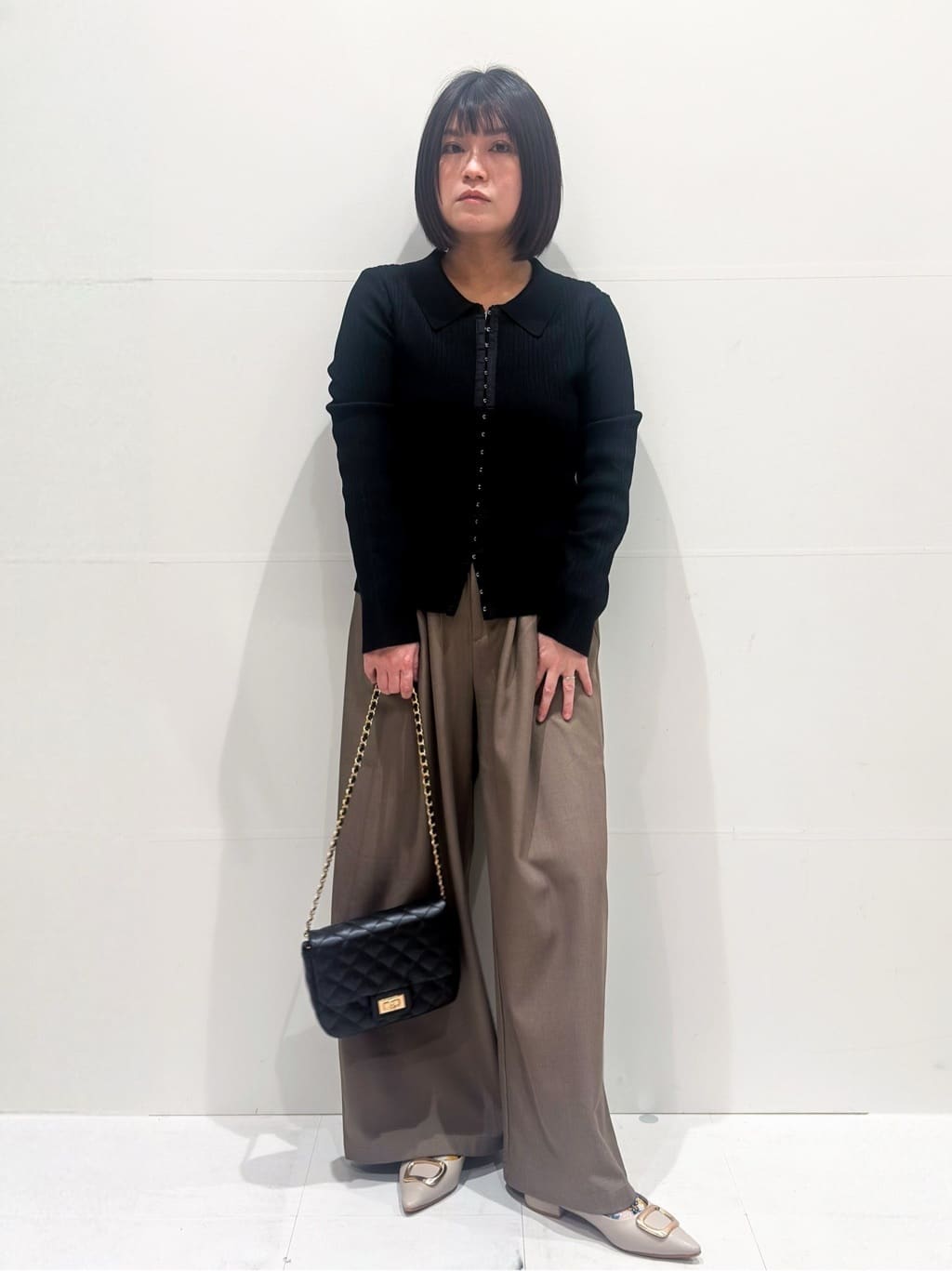 Minさんの「OPAQUE.CLIP｜ポロ衿ホック使いリブニットカーディガン【洗濯機OK】」を使ったコーディネート