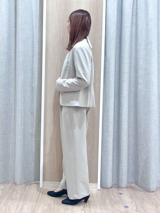 みーちゃんさんの「grove｜【マシンウォッシュ／防シワ/SS-3L】ストレッチノーカラージャケット」を使ったコーディネート