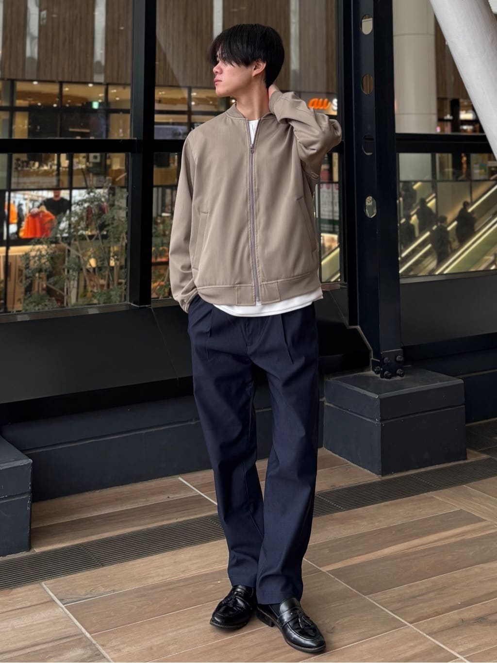 うらしーさんの「THE SHOP TK｜FLEX LINE ストレッチリブブルゾン　ストレッチ/防シワ/マシンウォッシャブル/セットアップ可」を使ったコーディネート