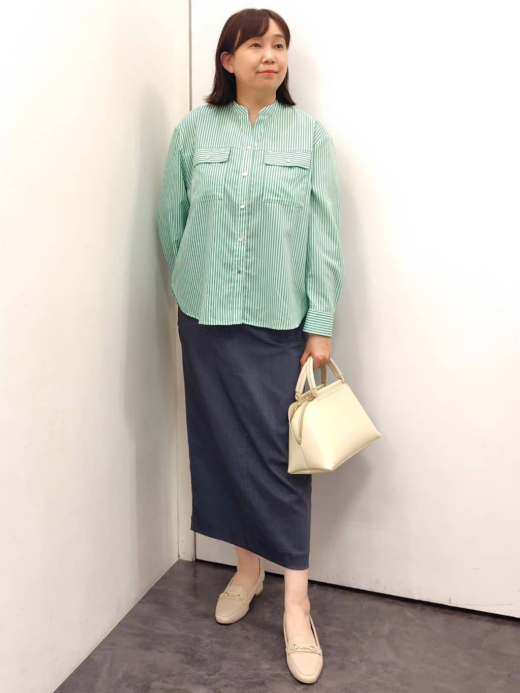 こんちゃんさんの「grove｜【貴島明日香さん着用・洗える】麻調ノーカラーブルゾン」を使ったコーディネート