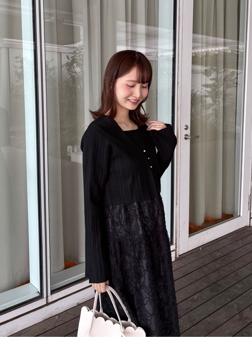 みさかさんの「index｜《ツインセット》カーディガン&times;ニットドッキングワンピース【洗濯機OK】」を使ったコーディネート