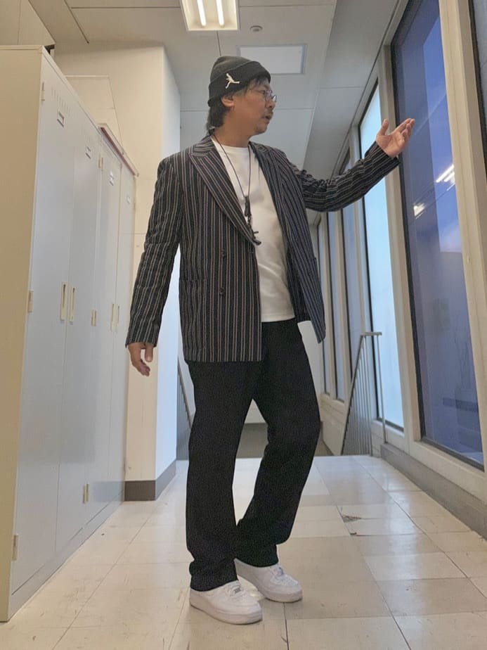 MAKOTO AIさんの「TAKEO KIKUCHI｜【BOWLER HAT LABEL】サッカーストライプ ダブルジャケット」を使ったコーディネート