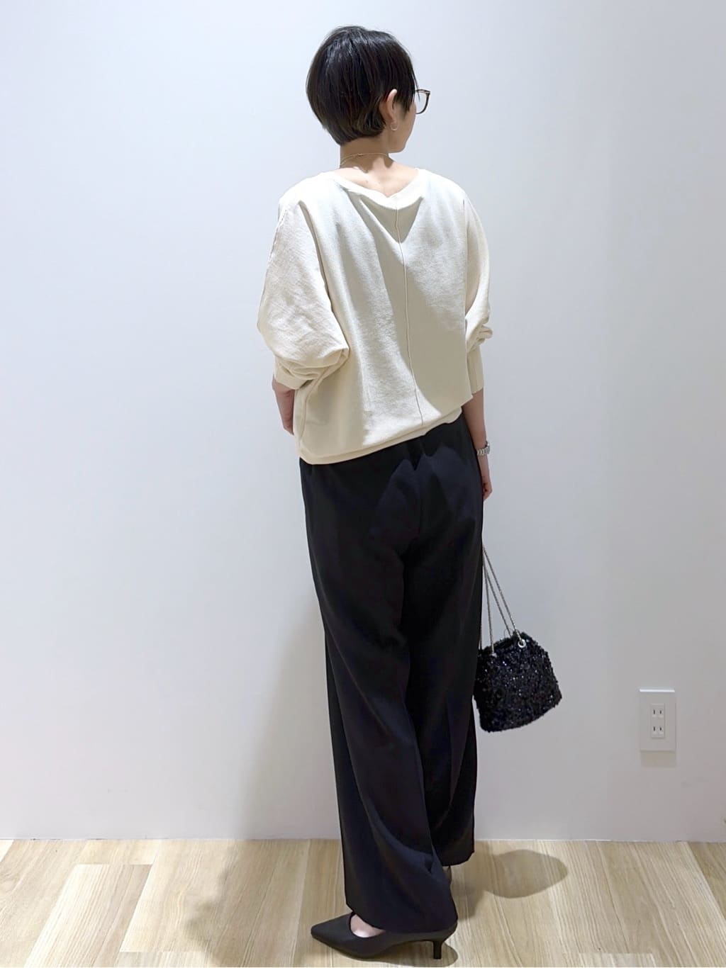 えりさんの「OPAQUE.CLIP｜ストライプペプラムデザインブラウス【洗濯機OK】」を使ったコーディネート