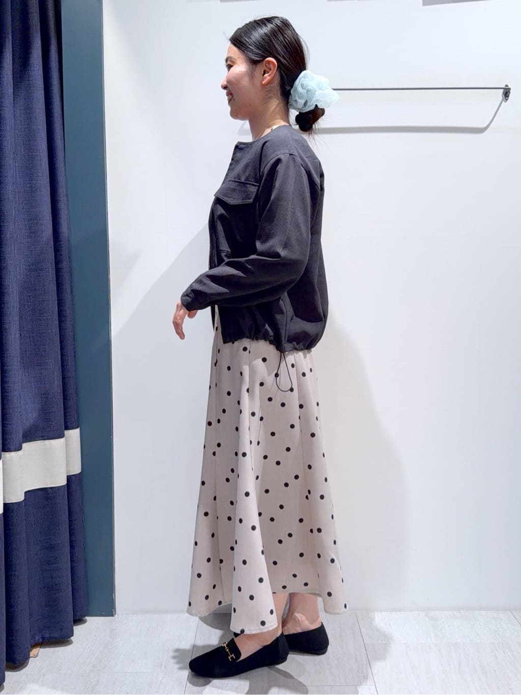 あんりさんの「grove｜【洗える】麻調ノーカラーブルゾン」を使ったコーディネート