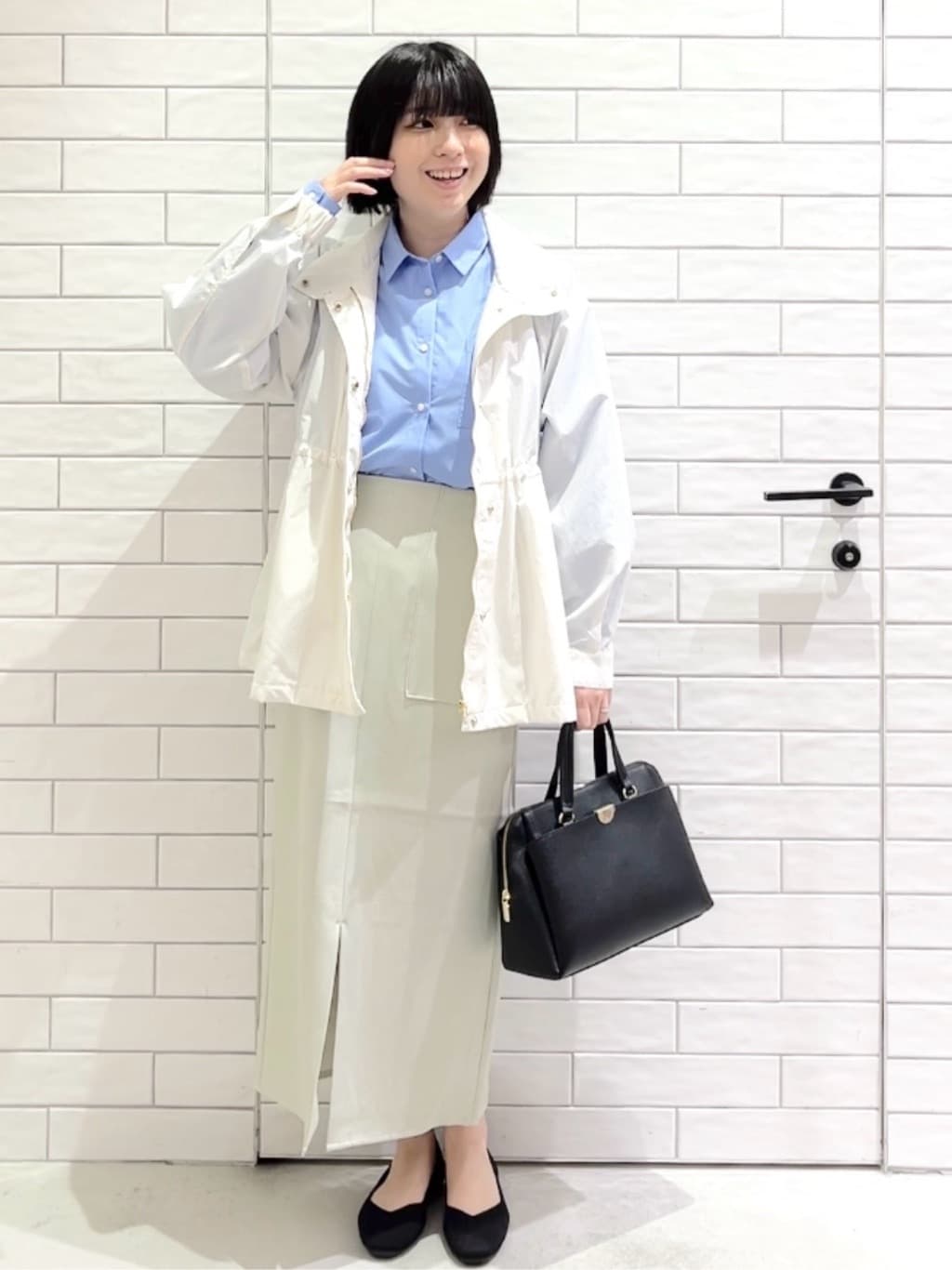 しおりさんの「OPAQUE.CLIP｜撥水スタンドZIPブルゾン【洗濯機OK／UVケア／花粉対応】」を使ったコーディネート