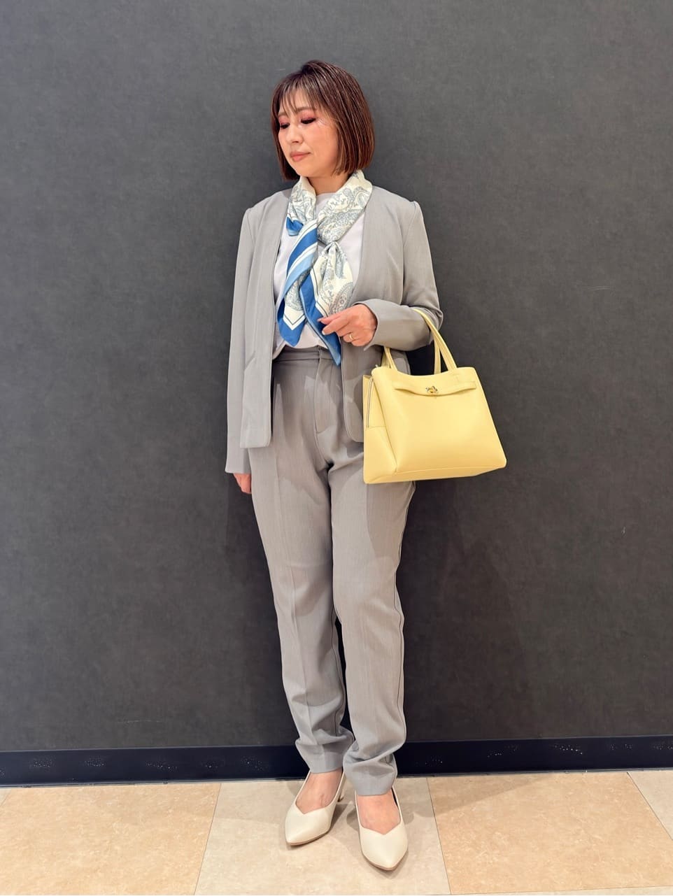 Megさんの「SHOO･LA･RUE｜【洗濯機可/UV/SS-3L】すっきり好印象 ノーカラージャケット」を使ったコーディネート