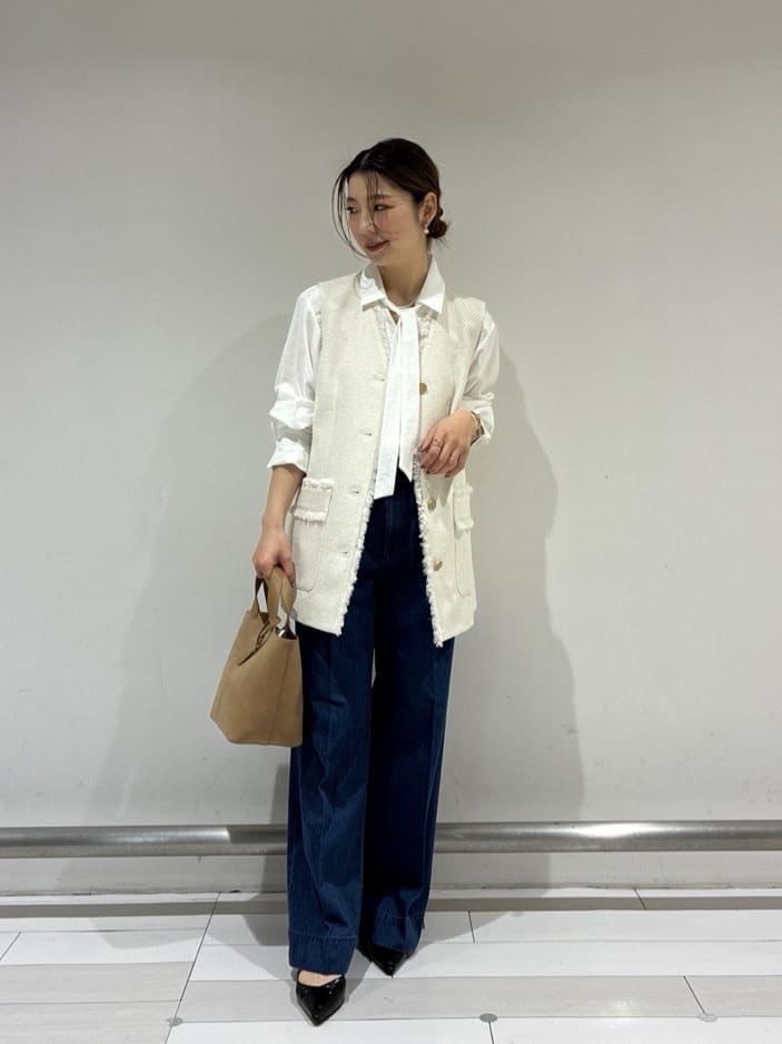 Rinさんの「UNTITLED｜◆【洗える/接触冷感】リラックスボウタイブラウス」を使ったコーディネート