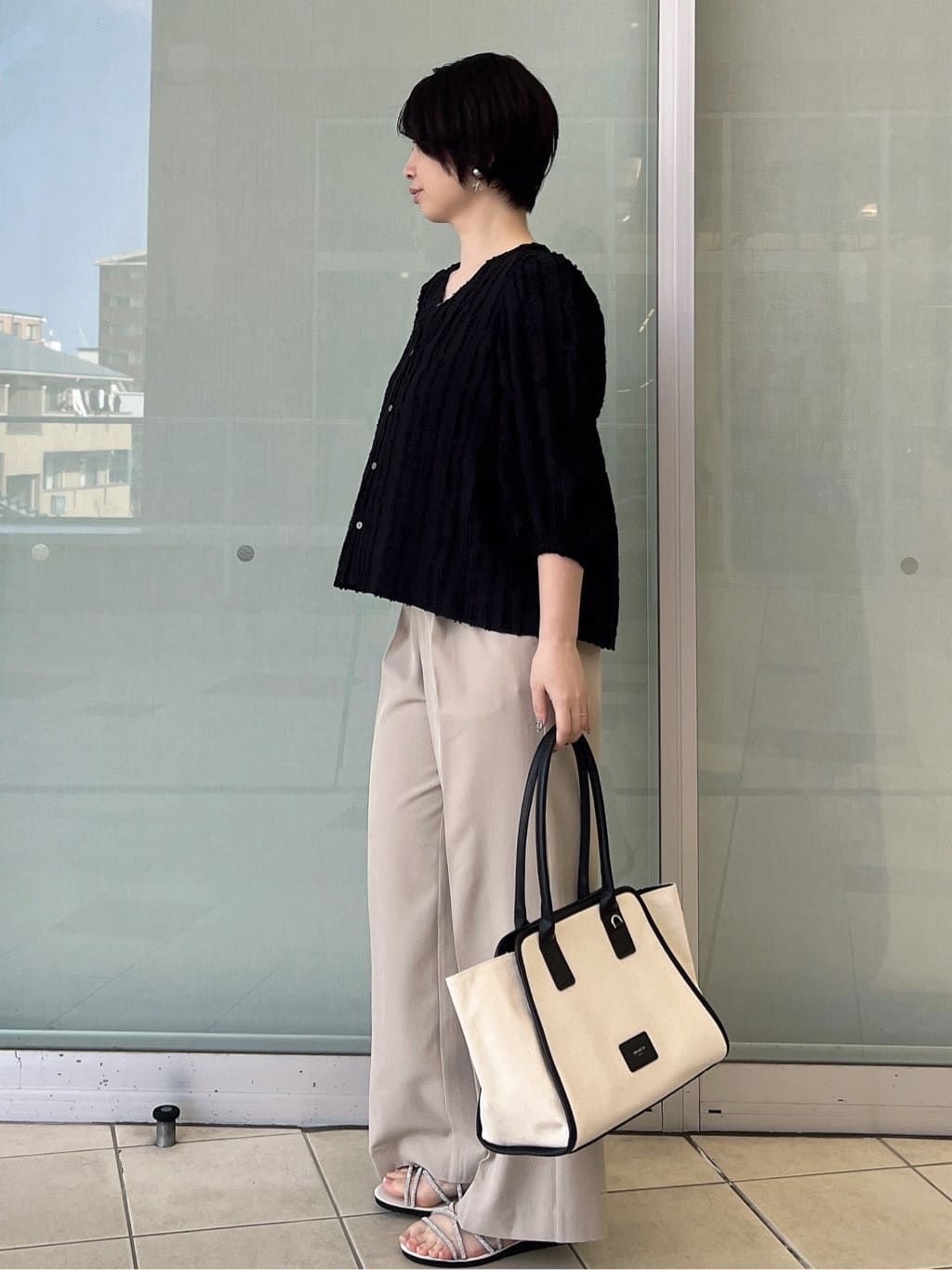 yo-koさんの「OPAQUE.CLIP｜フリンジジャカードブラウス【洗濯機OK】」を使ったコーディネート
