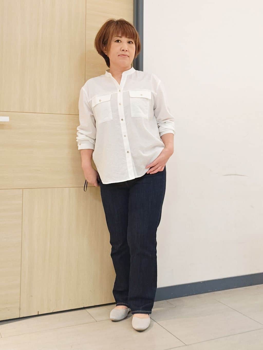 むぅポンさんの「grove｜しなやかな着心地で動きやすい、ダンボールジャージノーカラーコート」を使ったコーディネート