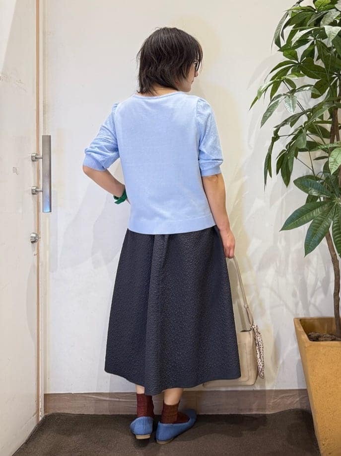 misakiさんの「SHOO･LA･RUE｜【洗濯機可/S-LL】シンプルだけど華やか レースの5分袖ニット」を使ったコーディネート