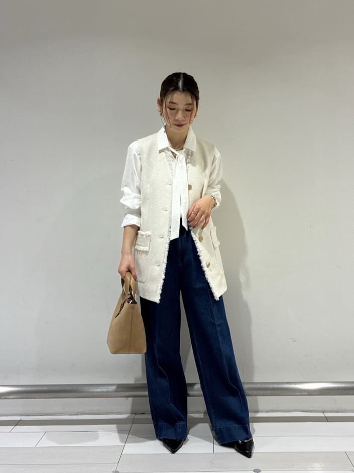 Rinさんの「UNTITLED｜◆【洗える/接触冷感】リラックスボウタイブラウス」を使ったコーディネート