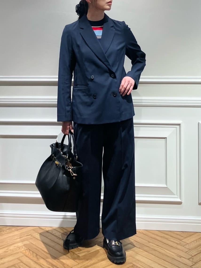 TSUKUIさんの「DRESSTERIOR｜【セットアップ可/吸水速乾/ウォッシャブル】リネンブレンドオックスダブルジャケット」を使ったコーディネート