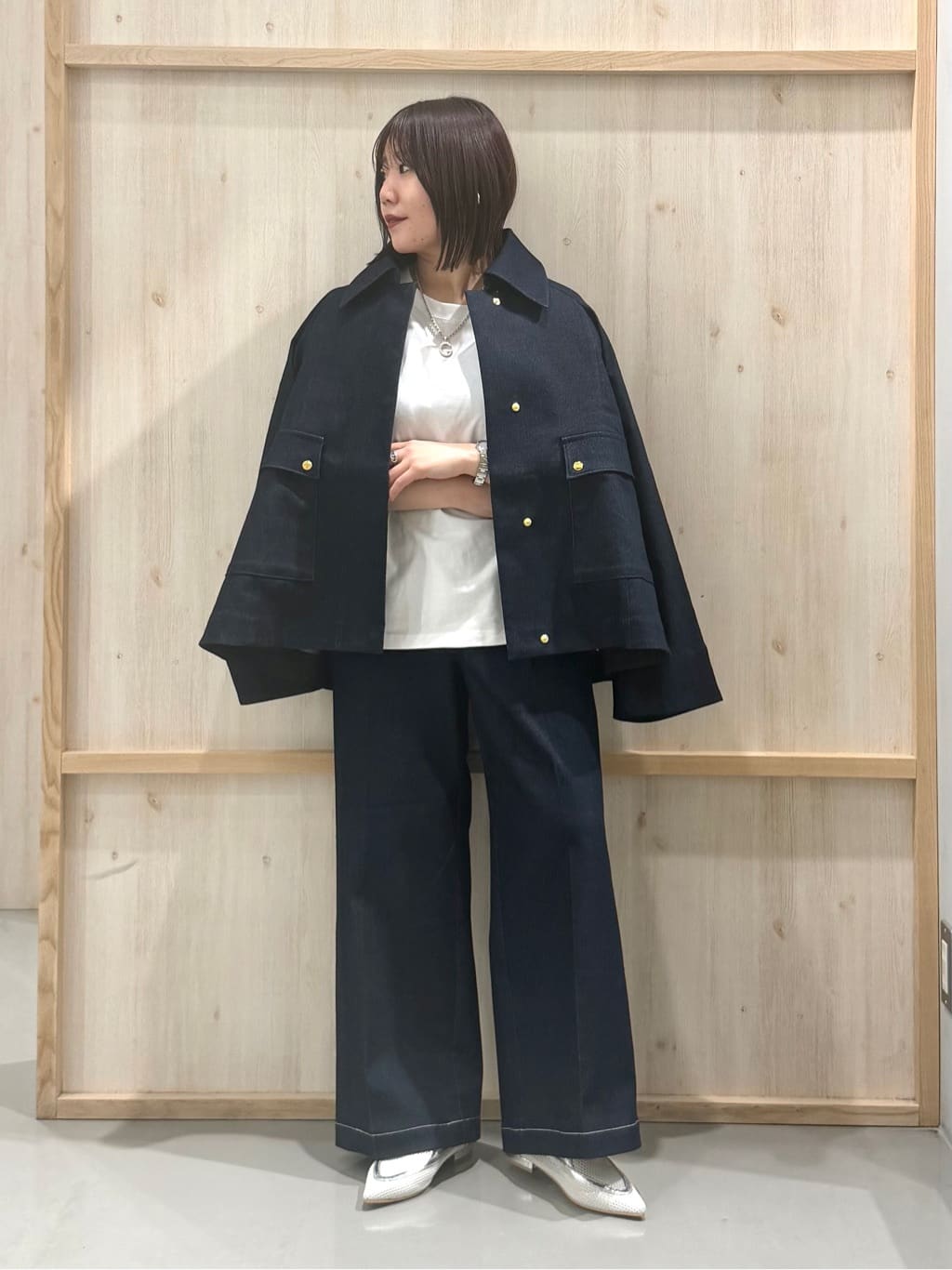 nanaさんの「THE SHOP TK｜ハーフミラノカーデ」を使ったコーディネート