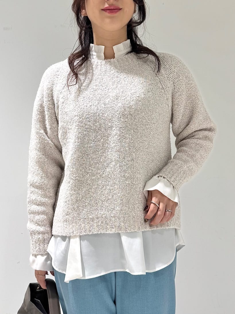 そんさんの「INDIVI｜【洗える／ラメ／意匠感】ミックスブークレニット」を使ったコーディネート