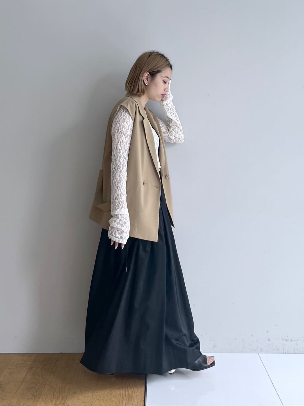 Harukaさんの「INDIVI｜Comfy SET UP｜ベルテッドジレ【セットアップ対応／通勤／カセット服／接触冷感／UVカット】」を使ったコーディネート