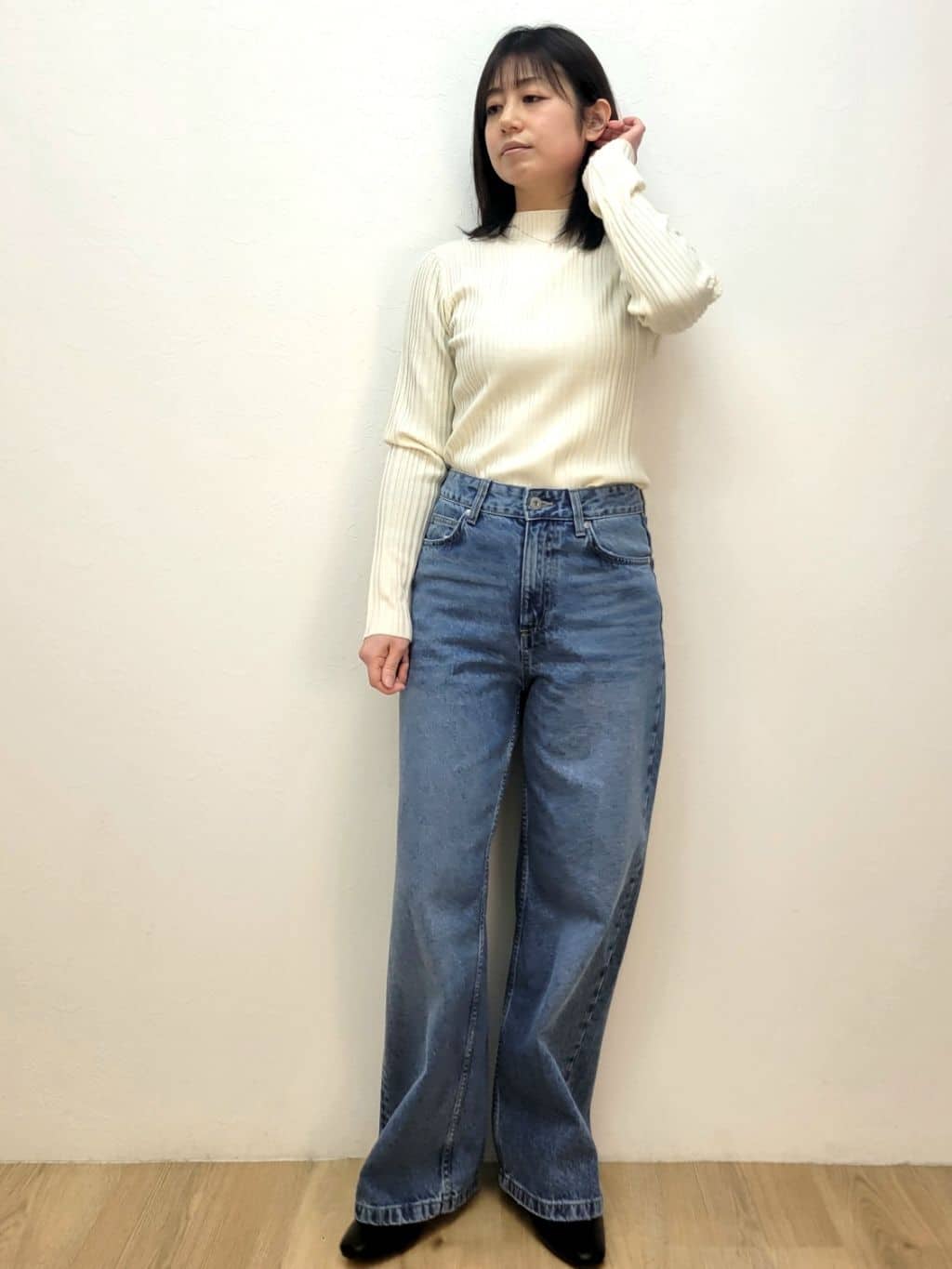 LISAさんの「OPAQUE.CLIP｜ランダムリブハイネックニット【洗濯機OK】」を使ったコーディネート