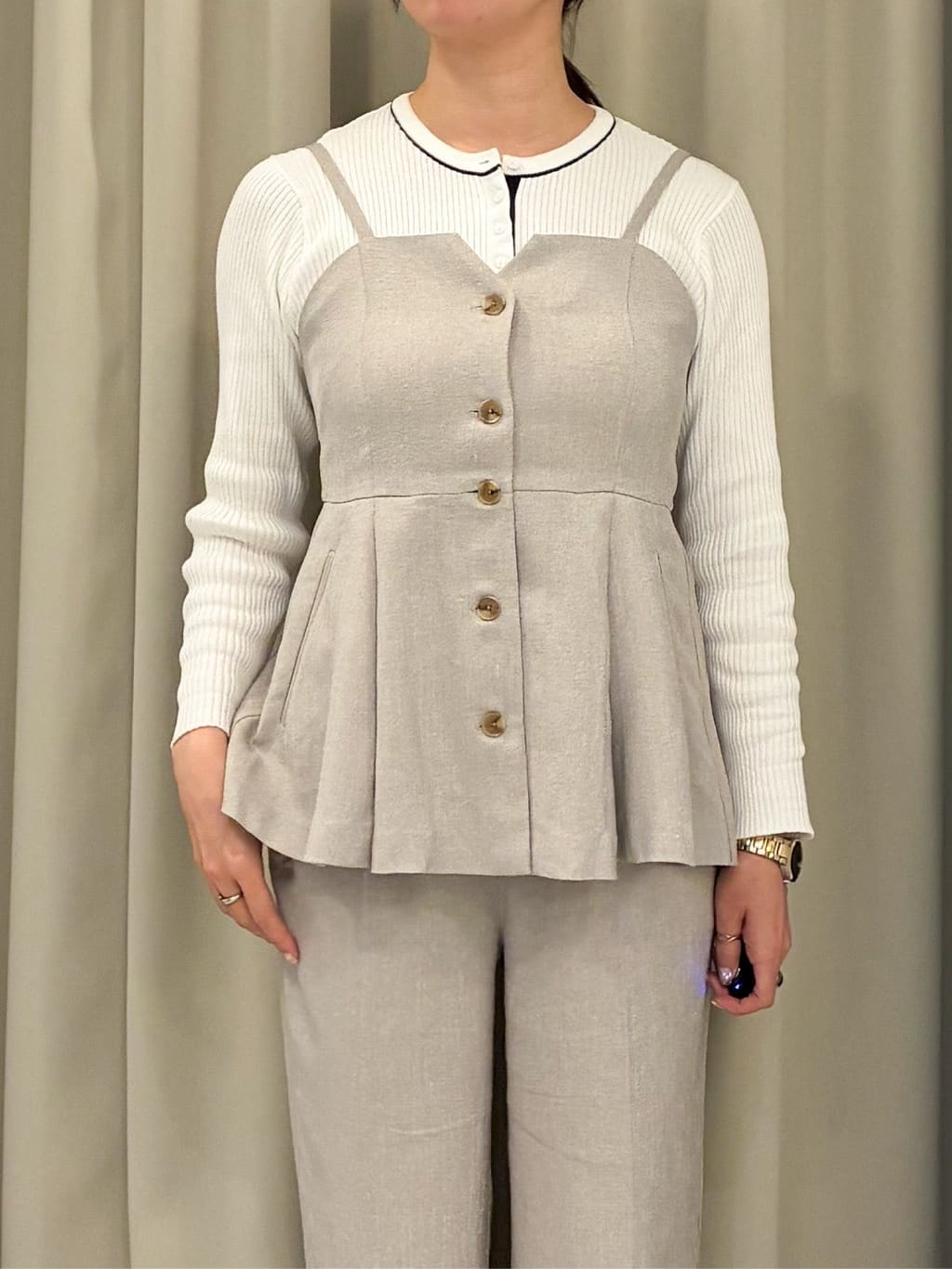 eguchiさんの「grove｜【カセット服】リネンライク ペプラムビスチェ」を使ったコーディネート