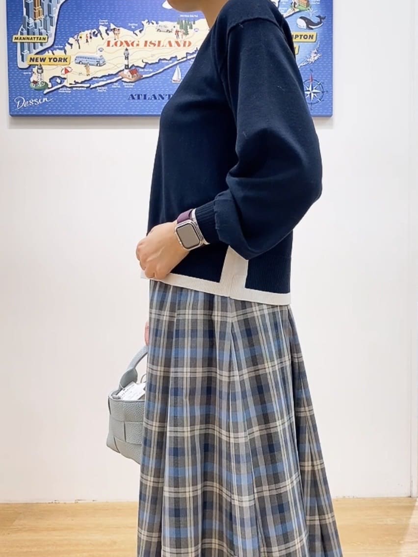 Hamaさんの「Dessin｜【洗える】バイカラーデザインニット」を使ったコーディネート