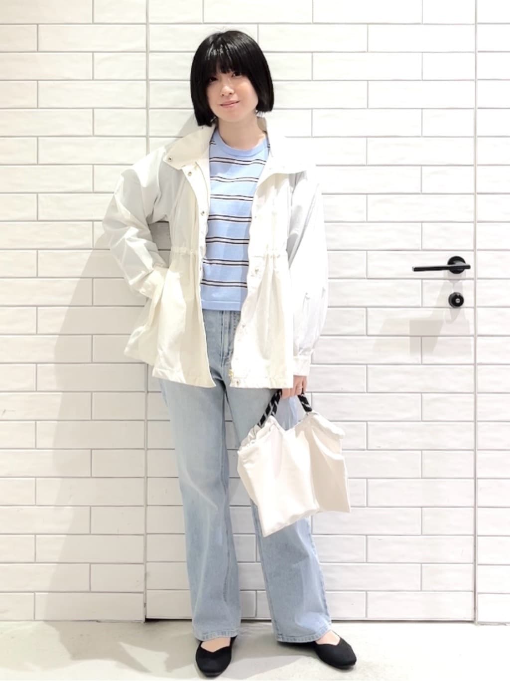 しおりさんの「OPAQUE.CLIP｜撥水スタンドZIPブルゾン【洗濯機OK／UVケア／花粉対応】」を使ったコーディネート