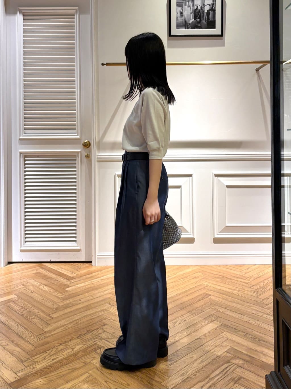 cocoさんの「DRESSTERIOR｜【ウォッシャブル】コットンシルクハーフスリーブニット」を使ったコーディネート