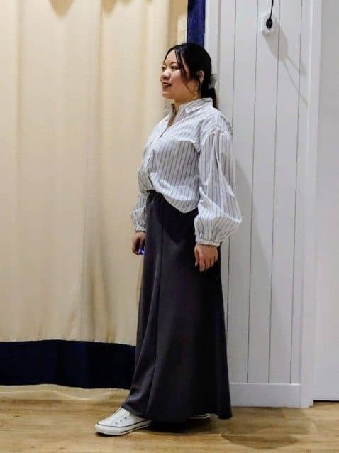 Haraさんの「Dessin｜【洗える】バルーンスリーブバンドカラーシャツ」を使ったコーディネート