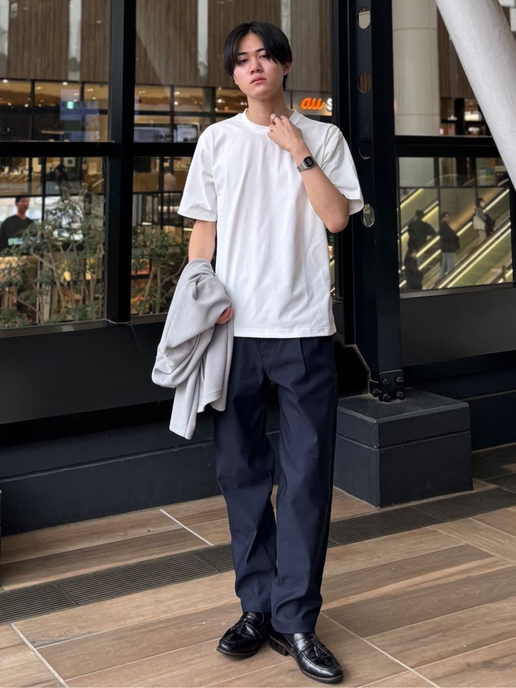 うらしーさんの「THE SHOP TK｜【2点セット】カーディガン＋半袖Tシャツ 洗濯機OK」を使ったコーディネート
