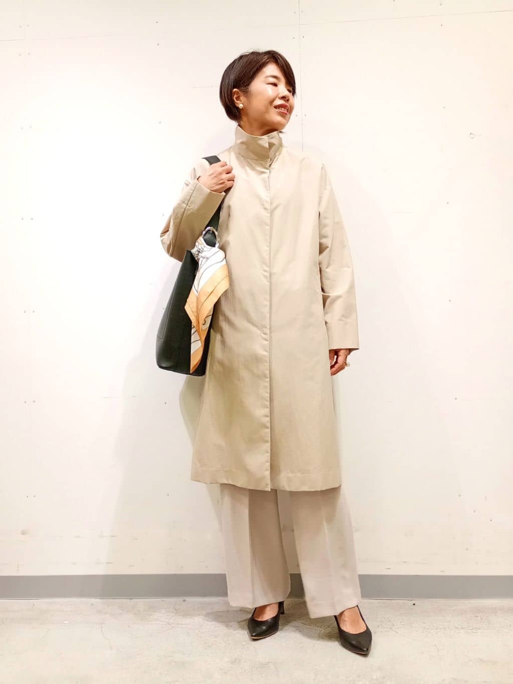 Kさんの「INDIVI｜【洗える／UVケア／SETUP可】着る日傘ペプラムブラウス」を使ったコーディネート