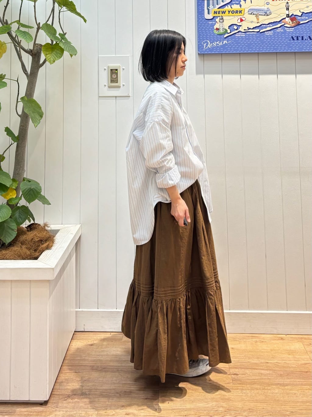 OKADAさんの「Dessin｜【洗える】バックボタンオーバーシャツ」を使ったコーディネート