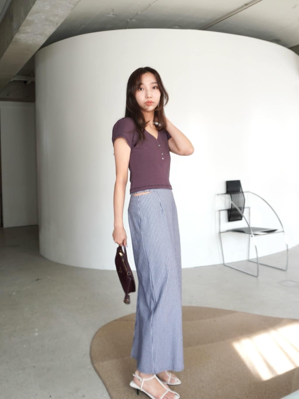 CODE A 本部スタッフさんの「CODE A｜gingham check pencil skirt」を使ったコーディネート