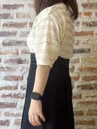 tokiさんの「THE SHOP TK｜【1枚で美人見え】 フリルレースボーダートップス」を使ったコーディネート