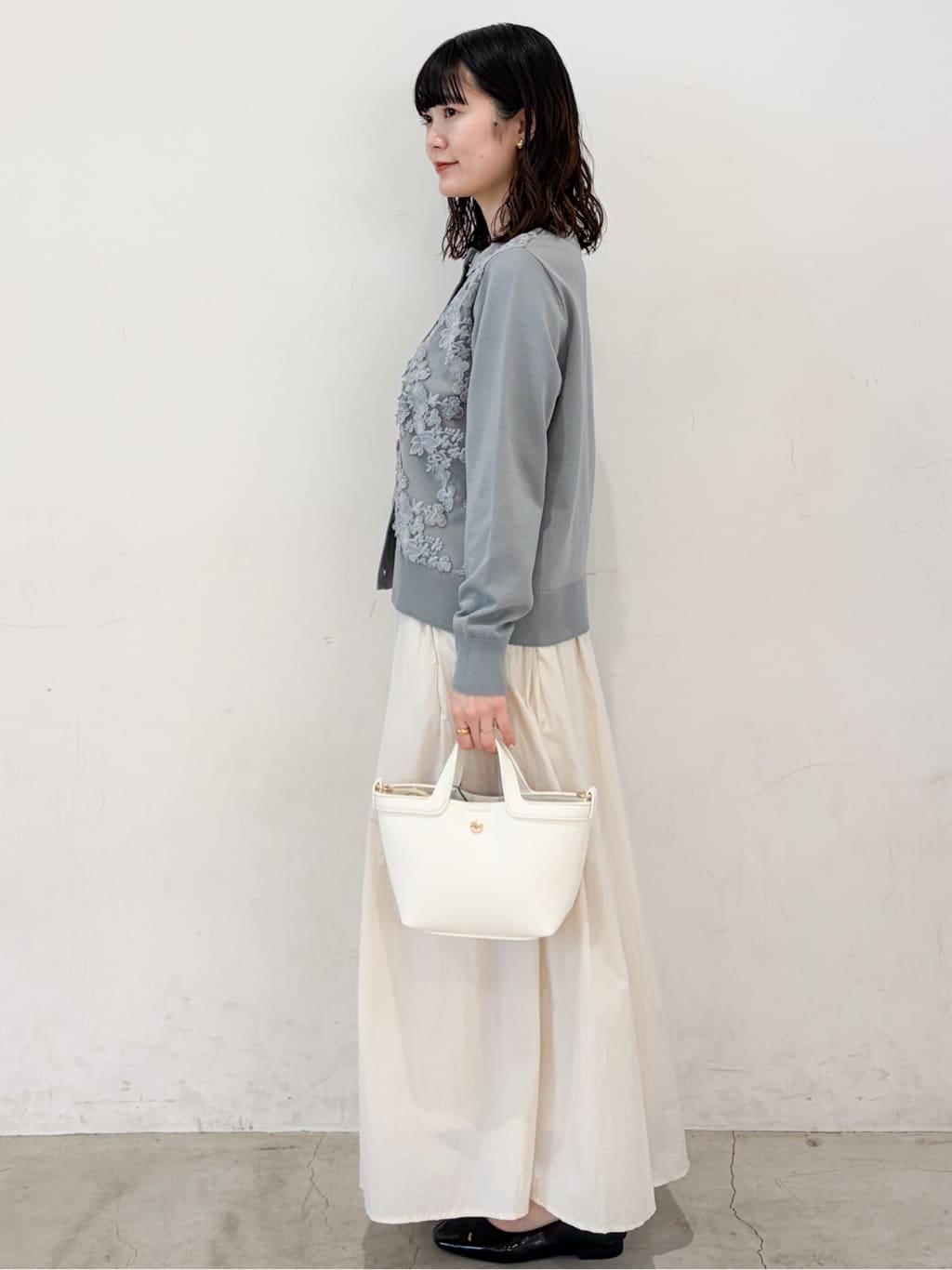 haruさんの「OPAQUE.CLIP｜チュールレースニットカーディガン【洗える】」を使ったコーディネート