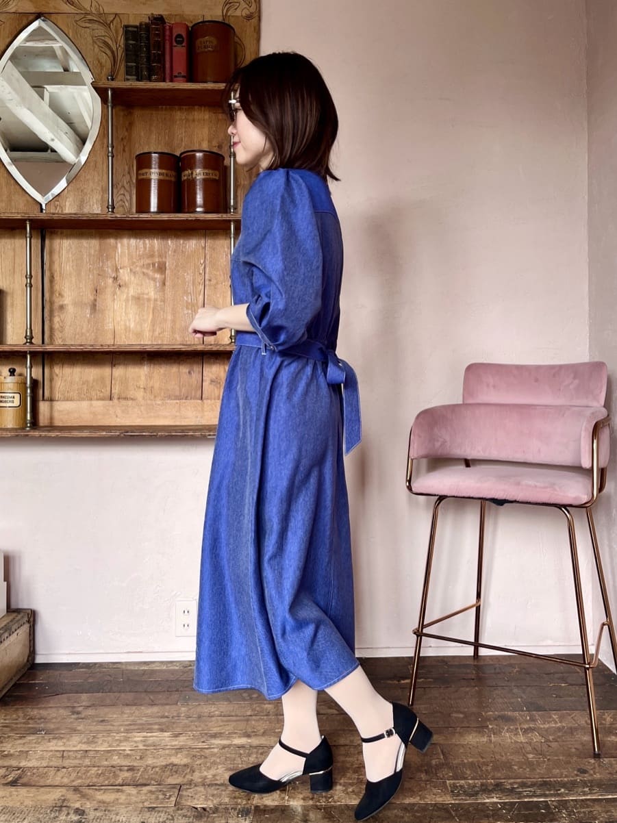saoriさんの「【洗濯機OK】デニム風ワンピース」を使ったコーディネート