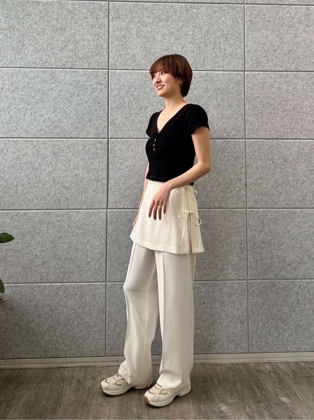 harunaさんの「CODE A｜M everyday rib button tee」を使ったコーディネート